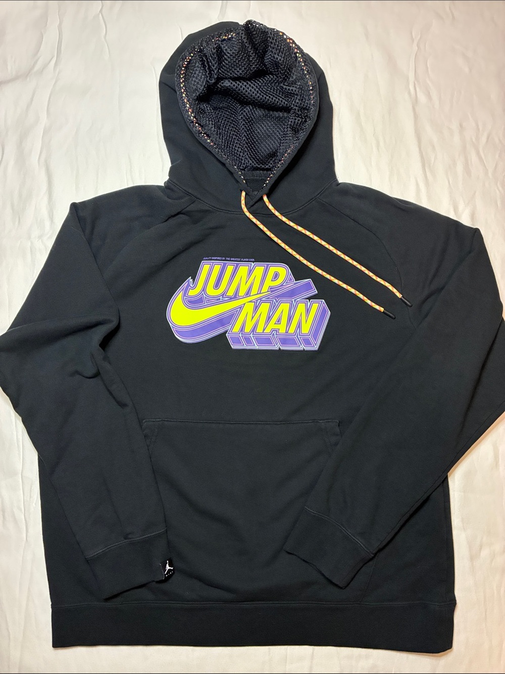 Jordan Black Hoodie with Yellow & Purple Jumpman Graphic